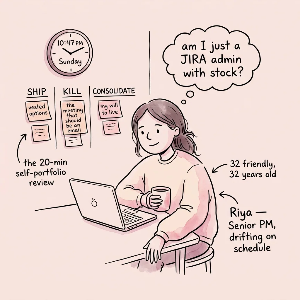 Riya — hand-drawn xkcd-style portrait of the theoretical PM shipper in our demo